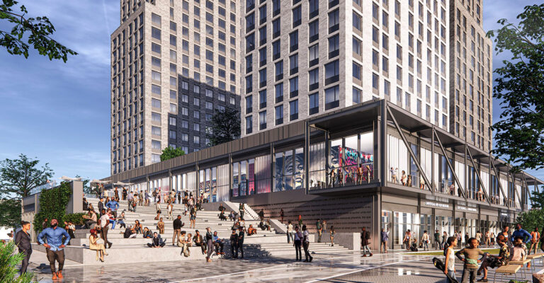 When completed in 2023, the entire Bronx Point project will consist of affordable apartments, retail, other amenities, and the museum that will occupy 2.8 acres of public space. (Photo: S9 Architecture)