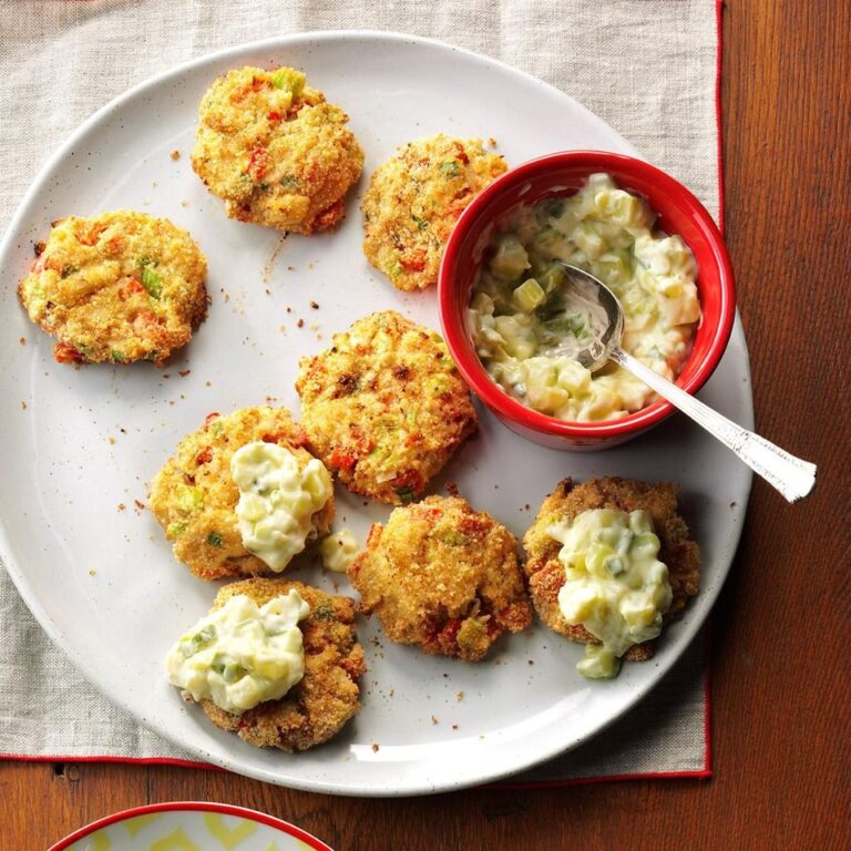 Baked Wasabi Crab Cakes with a Sweet Pickle Relish Sauce